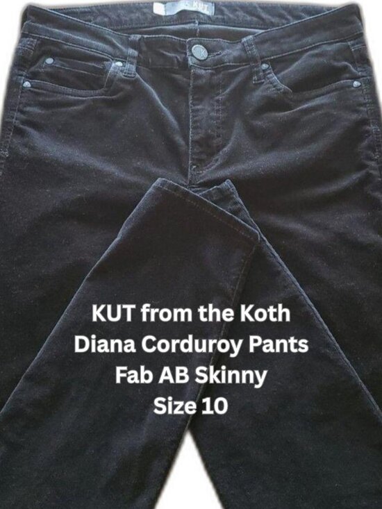 Kut from the Kloth Pants - KUT from the Koth - Diana - Black Corduroy Pants - Fab AB Skinny - Women Size 10